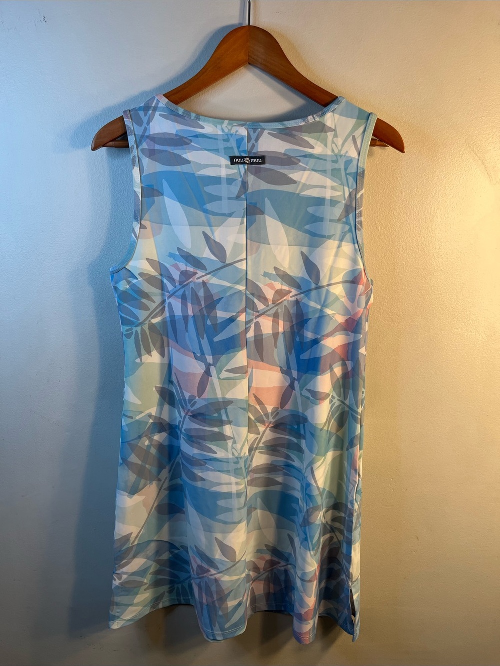 Nuu Muu Keyhole Dress Blue/Pink Leaf Print Sleeveless Women’s Size Large NWT - Picture 2 of 6